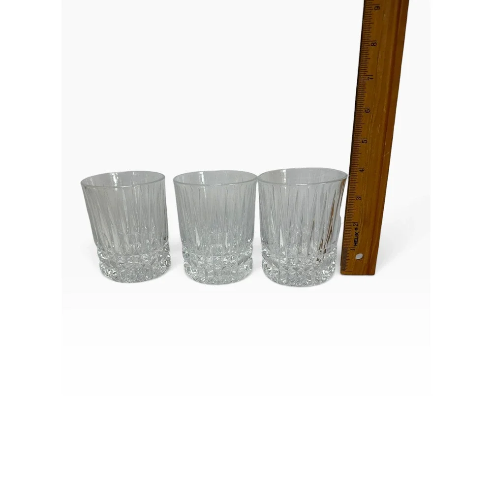Set of 3  Fostoria Heritage Double Old Fashioned Glasses Clear Crystal